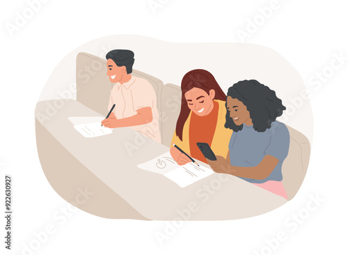 Careless students isolated cartoon vector illustrations.