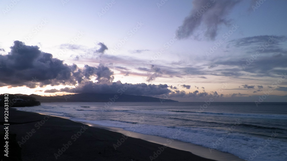 Fototapeta premium Dramatic sky over Atlantic Ocean, Ribiera Grande, Azores Islands.