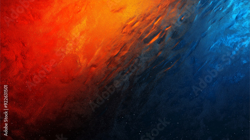 Vibrant color gradient grainy texture background orange red blue abstract color shape black backdrop 