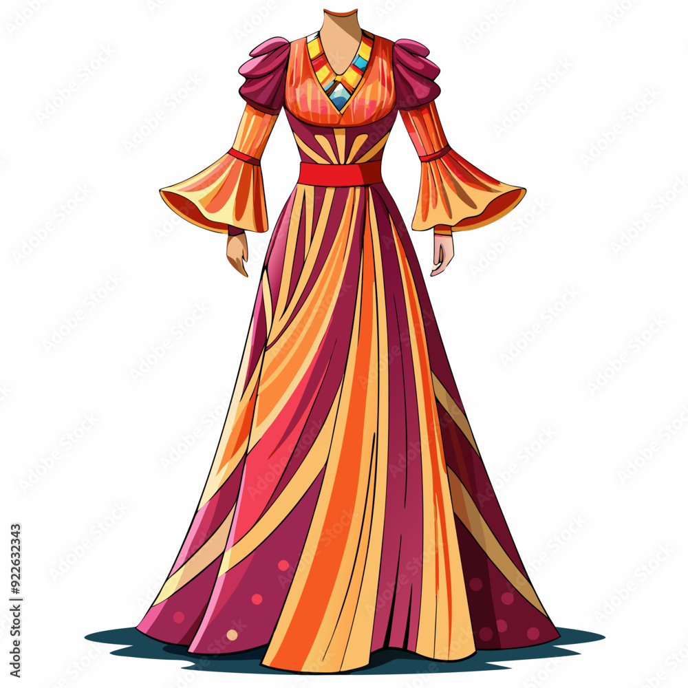 Fototapeta premium Maxi dress art vector illustration