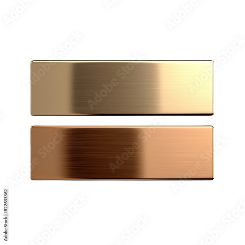 Two metallic bars in gold and bronze represent balance and equality in design, symbolizing harmony and connection. transparent background photo