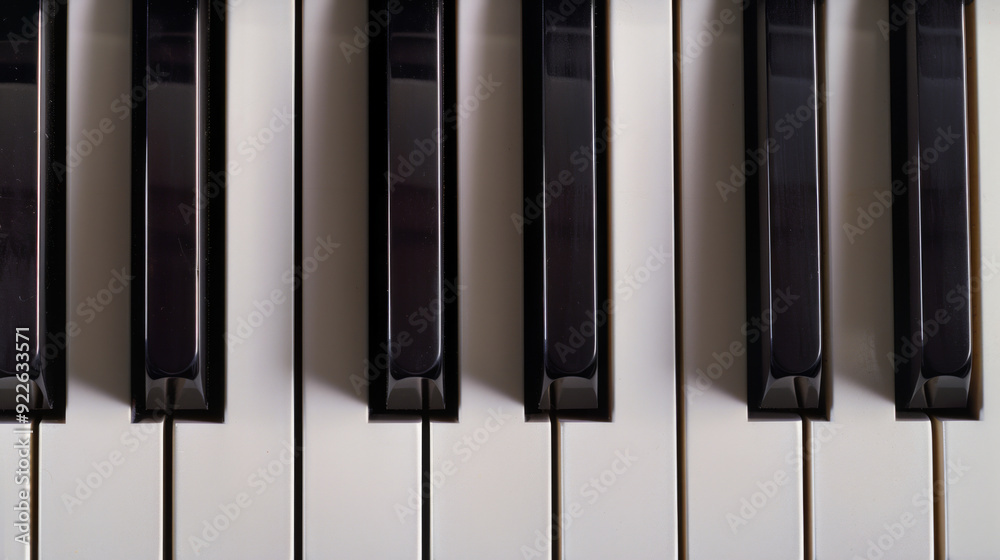 Naklejka premium Close-up of piano keys highlighting musical expression and creative play in a home setting