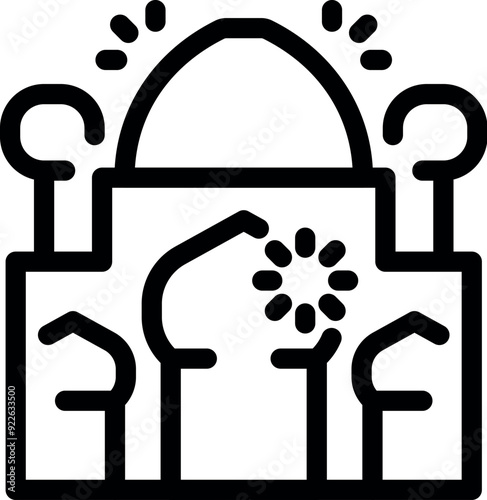Line art icon of the taj mahal building with minarets