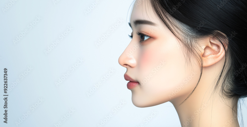 A woman with a very thin nose and a very thin face A woman with a very thin nose and a very thin face