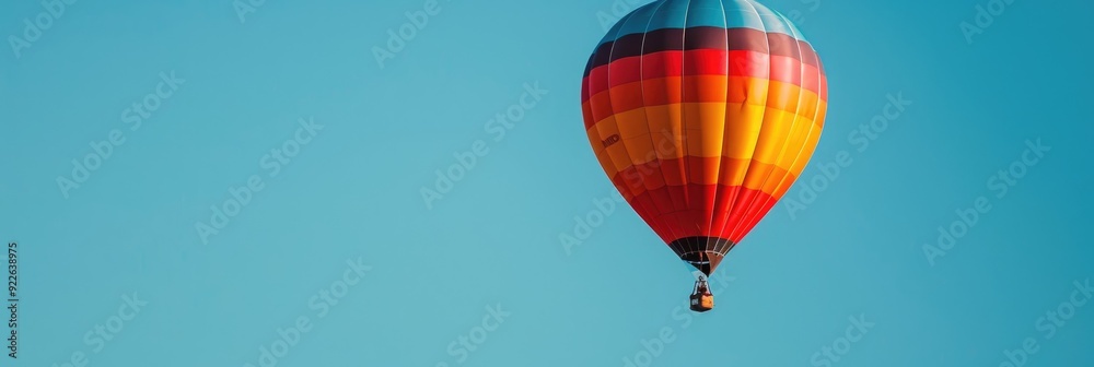 Fototapeta premium Lone hot air balloon in a vibrant blue sky