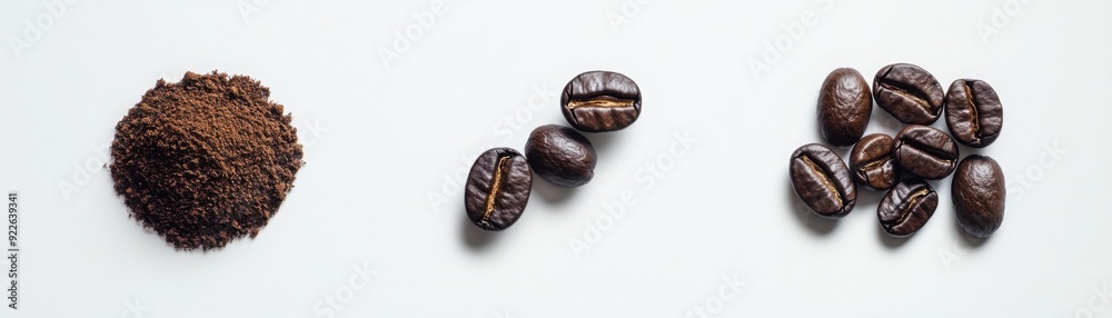 coffee beans arranged in three different styles coffee beans arranged in three different styles