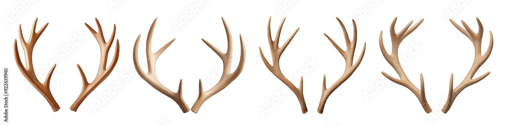 A collection of assorted deer antlers showcasing different shapes and sizes, perfect for rustic decor or wildlife themes. transparent background A collection of assorted deer antlers showcasing different shapes and sizes, perfect for rustic decor or wildlife themes. transparent background