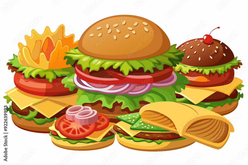Hamburger, art vector illustration Hamburger, art vector illustration