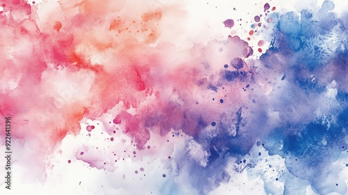 A vibrant abstract watercolor painting blending red, pink, purple, and blue hues.