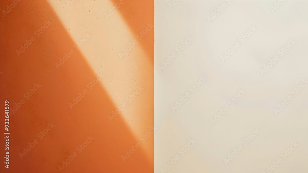 Minimalist Orange and White Wall with Shadow Play for Modern Backgrounds. Generative AI Minimalist Orange and White Wall with Shadow Play for Modern Backgrounds. Generative AI