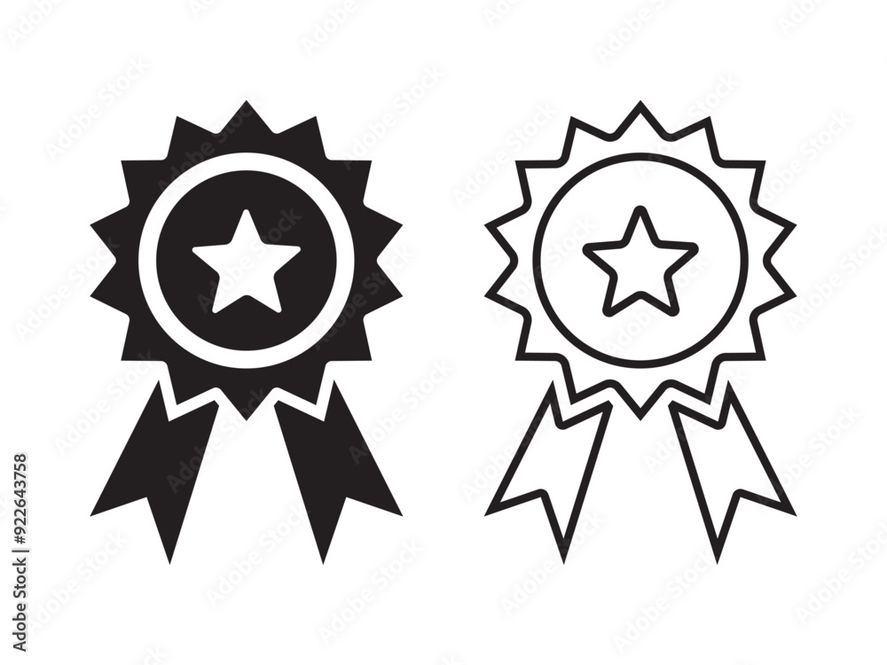 Quality certify badge icon. Qualification certificate medal. Quality award ribbon sign set, premium quality and guarantee labels isolated on white background. Quality certify badge icon. Qualification certificate medal. Quality award ribbon sign set, premium quality and guarantee labels isolated on white background.