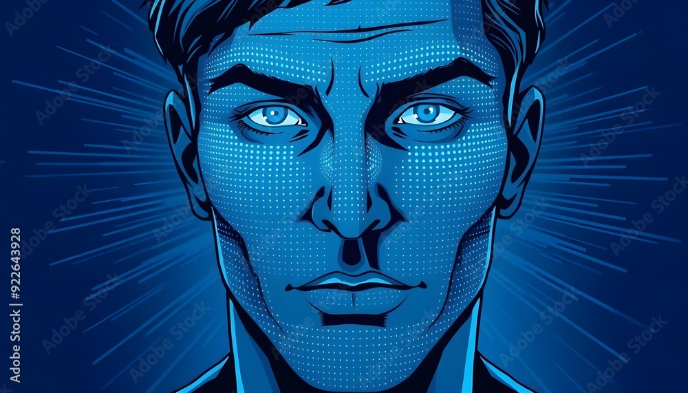 Graphic Novel Art Dark Evil Expression on Man Face Comic Style Graphic Novel Art Dark Evil Expression on Man Face Comic Style