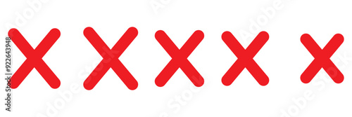 Red error mark icon set. vector illustration of red x mark icon set on white background.