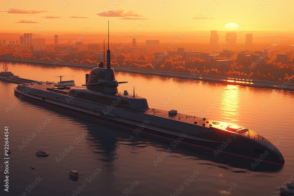 Fototapeta premium Submarine on intense combat duty, patrolling and safeguarding the depths of the ocean