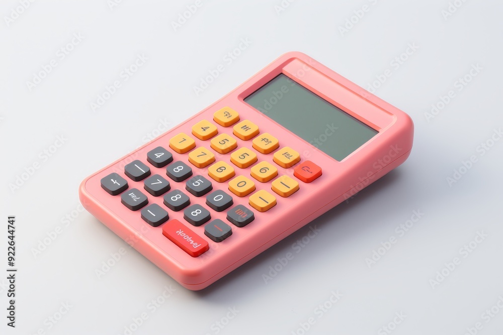 Detailed close up view of calculator on pure white background for thorough inspection Detailed close up view of calculator on pure white background for thorough inspection