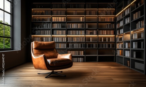 Wine Cellar Integrated with Library, Featuring Wine Bottles and Books on Bookshelves