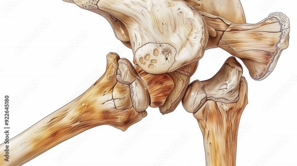 Fototapeta premium 3D render of knee joint, in sketch style