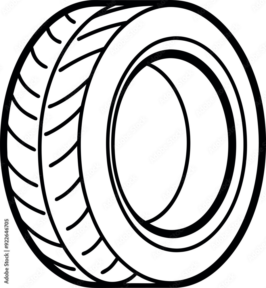 Black and White Tire Illustration for Automotive Concepts Black and White Tire Illustration for Automotive Concepts