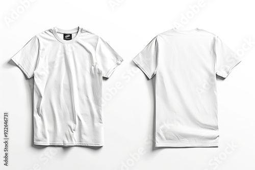 Front and Back View of Blank white T-Shirt Mockup on White Background