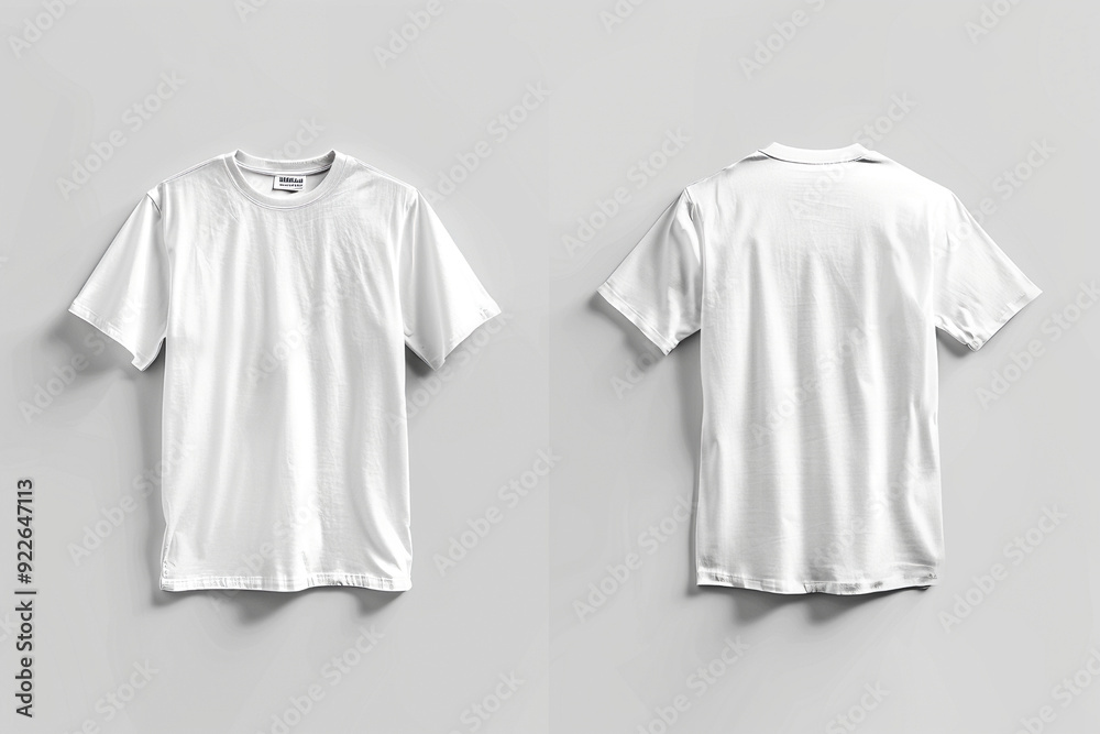 Front and Back View of Blank white T-Shirt Mockup on White Background Front and Back View of Blank white T-Shirt Mockup on White Background