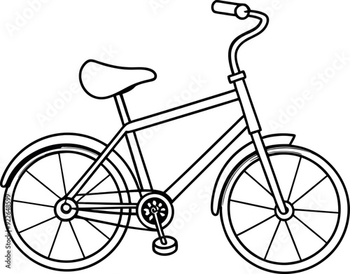 Simple Bicycle Coloring Page Outline Drawing for Kids