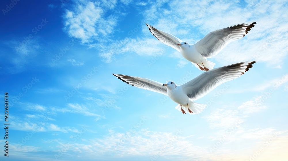 Seagulls in Flight Against a Cloudy Sky Seagulls in Flight Against a Cloudy Sky