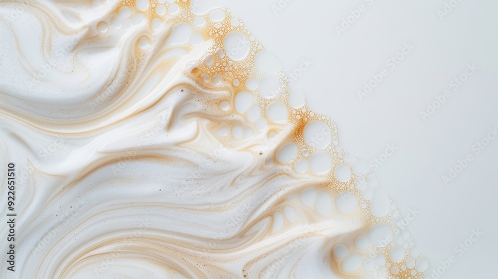 A swirl of cream and brown paint on a white background A swirl of cream and brown paint on a white background