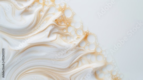 A swirl of cream and brown paint on a white background