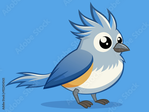 Mésange touffeté, oiseau volant, séquence d’animation, dessin animé, vecteur,
