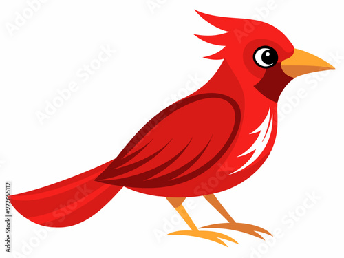 Illustration à plat d’oiseau rouge sur le blanc 