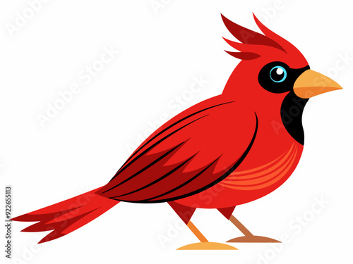 Illustration à plat d’oiseau rouge sur le blanc 