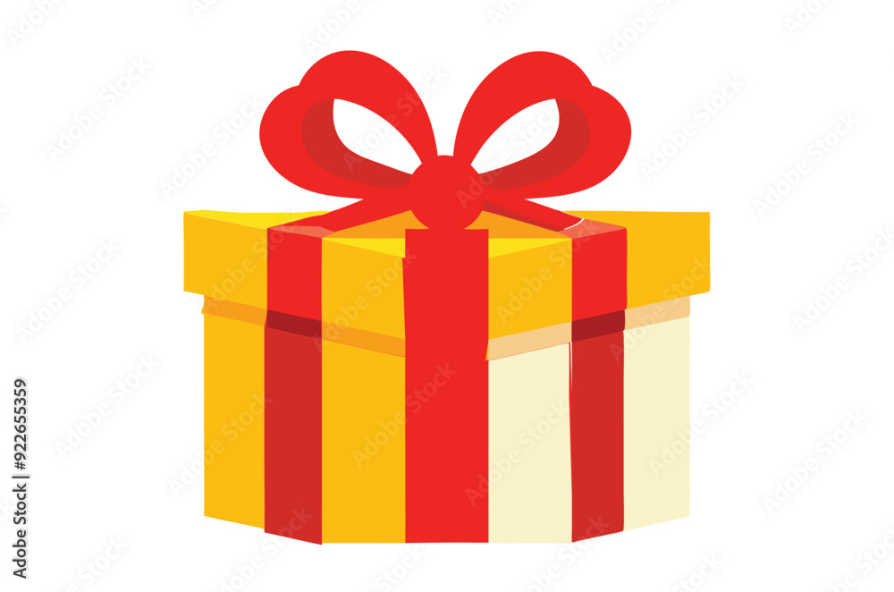Obraz premium gift box with red ribbon vector art illustration
