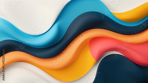 A colorful abstract painting with a wave-like pattern