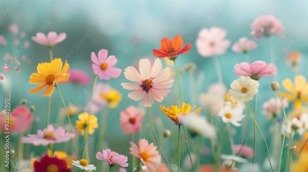 Colorful Wildflowers Blooming in a Sunny Meadow During Spring Colorful Wildflowers Blooming in a Sunny Meadow During Spring