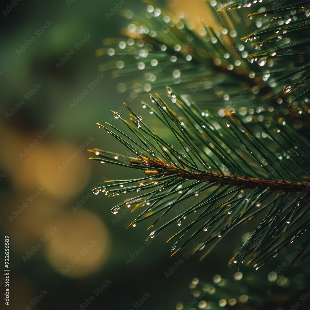 Closeup of Dew Drops on Pine Needles - Nature Photography Closeup of Dew Drops on Pine Needles - Nature Photography