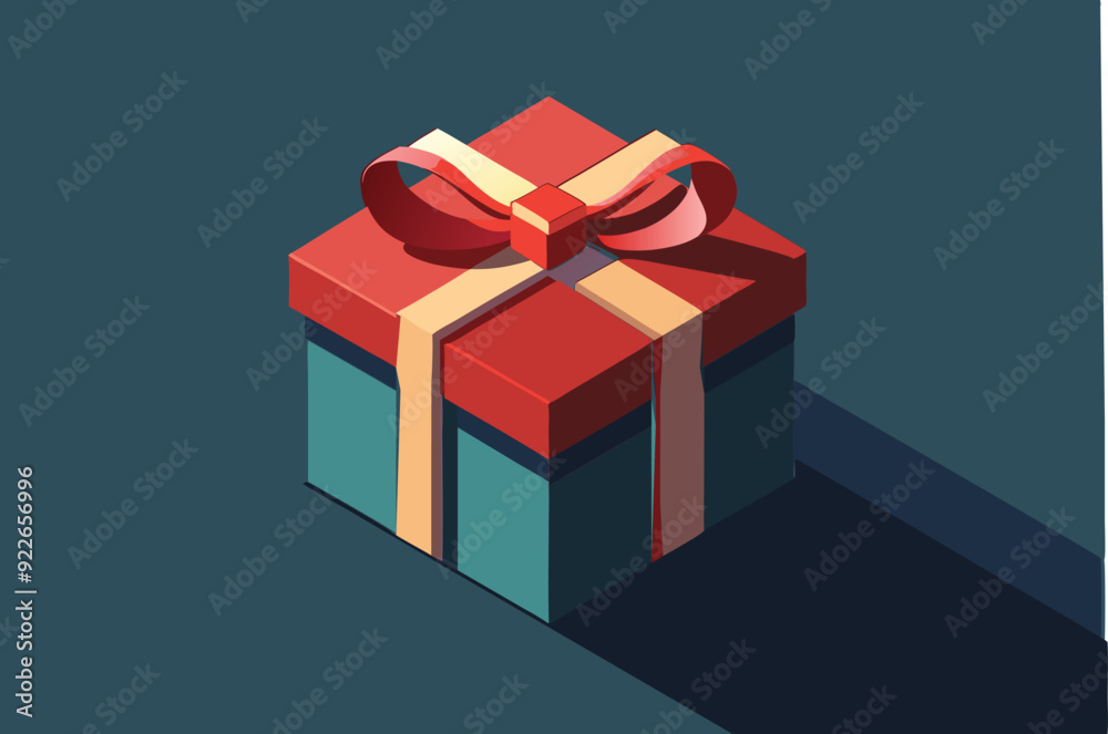 gift box with red ribbon vector art illustration