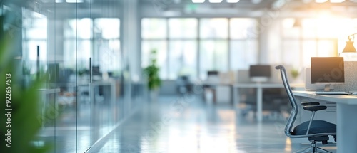 Wallpaper Mural Blur background of modern office interior design workspace background for corporate office. The office in modern style with glass background. Table and desk background in office blurred backgrounds. Torontodigital.ca