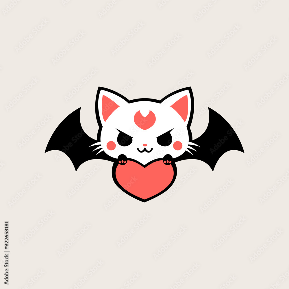 Vampire cute cat minimalistic icon logo