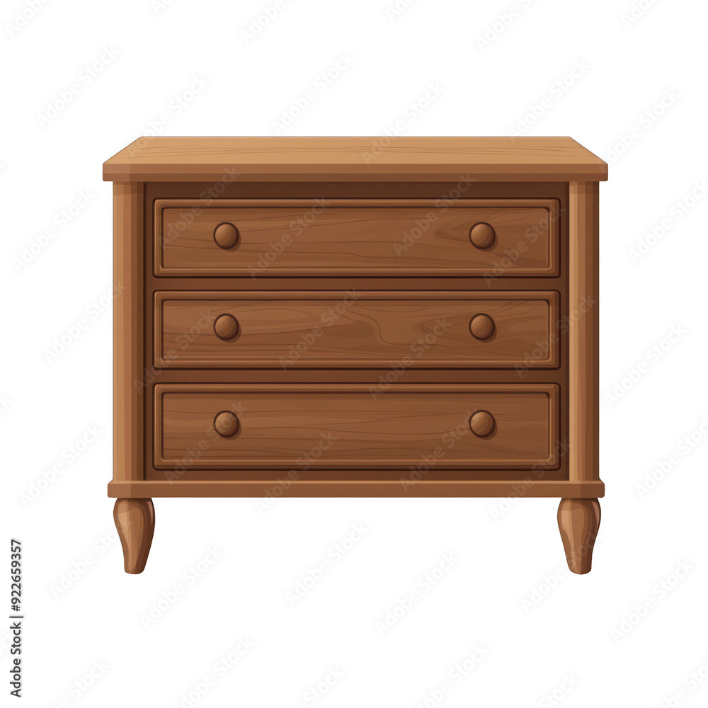 A wooden bedside table with three drawers, perfect for organizing essentials in any bedroom setting. transparent background A wooden bedside table with three drawers, perfect for organizing essentials in any bedroom setting. transparent background
