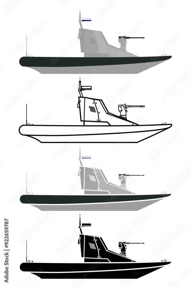 Unmanned surface vessel USV vector illustration