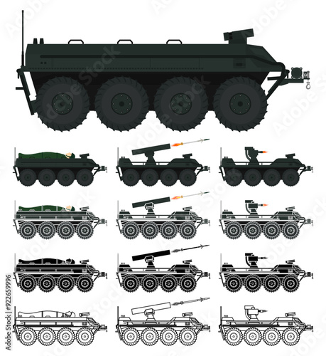 Unmanned ground vehicle UGV Multifunctional vector illustration