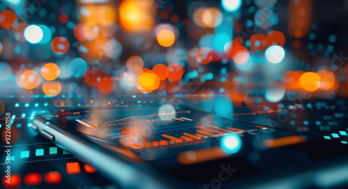 Financial Data Analysis on Smartphone Screen With Colorful Graphs and Rain Ef...