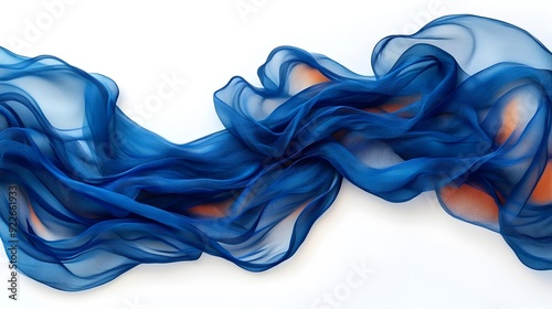 3D Rendered Swirling Cobalt Blue Winds Against Plain White Backdrop in Abstract Art