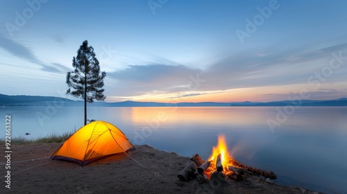 Camping by the lake, tent and campfire --ar 16:9 --style raw --personalize 9457mtx --stylize 250 Job ID: 25646fb0-f392-4e0e-84eb-951dad8bb18f