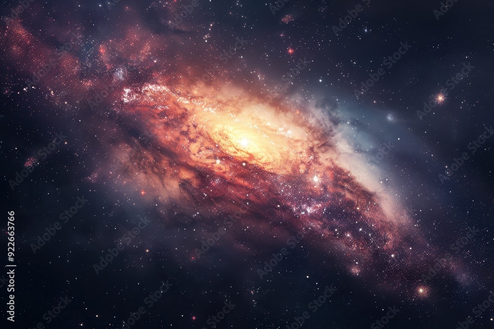 Colorful spiral galaxy in deep space with stars and glowing dust Colorful spiral galaxy in deep space with stars and glowing dust