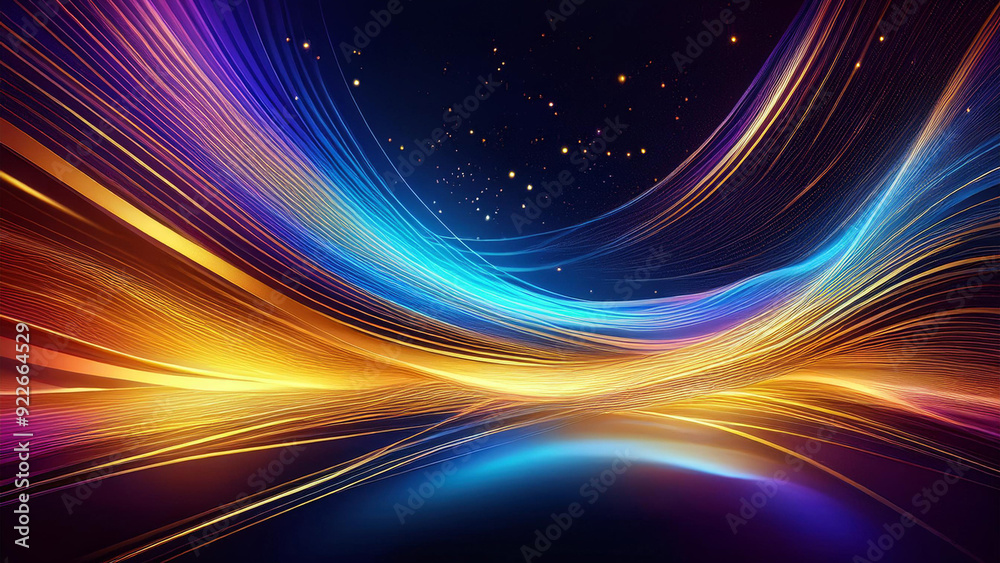Fundo abstrato com cores luxuosa, estilo de ondas de luz e rastro de estrelas. Luxo e modernidade Fundo abstrato com cores luxuosa, estilo de ondas de luz e rastro de estrelas. Luxo e modernidade