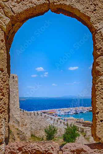 Bozcaada View of the port, fortress, Aegean Sea, promenade, shops and restaurants. photo