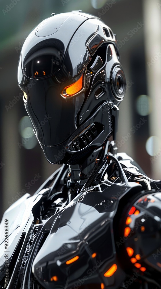 Sleek, futuristic robot with glowing eyes and metallic body Sleek, futuristic robot with glowing eyes and metallic body