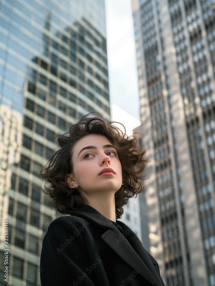 Fashionable Woman in Urban Setting with Modern Architecture Fashionable Woman in Urban Setting with Modern Architecture