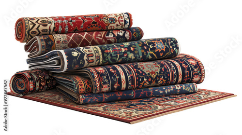 Stack of carpets on a transparent background. PNG image.